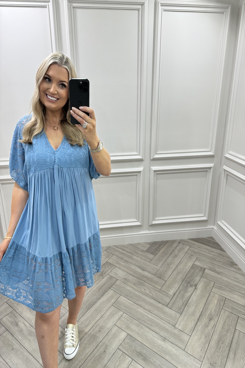 Denim Blue Deluxe Crochet  Tunic 