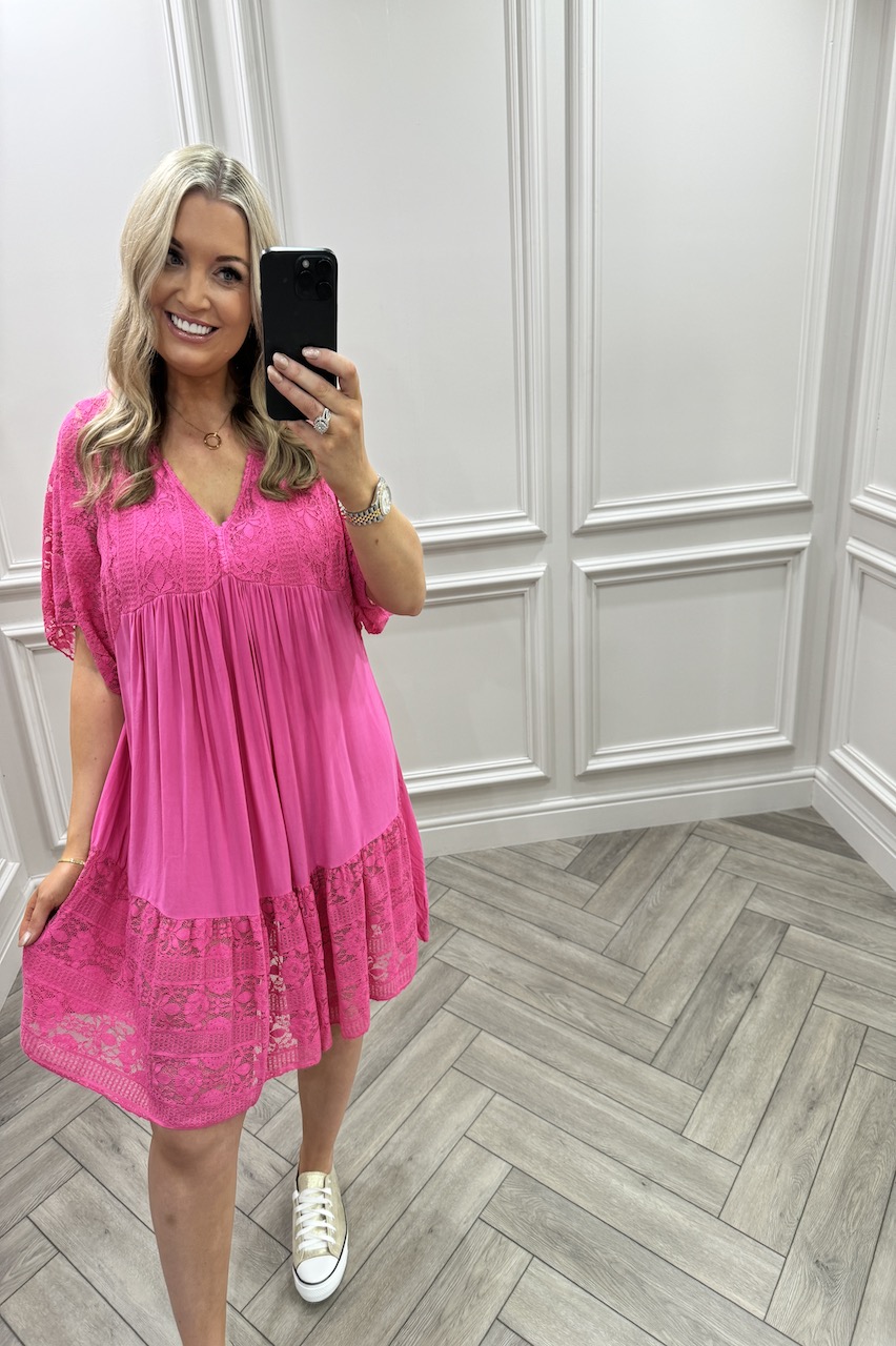 Pink  Deluxe Crochet  Tunic 