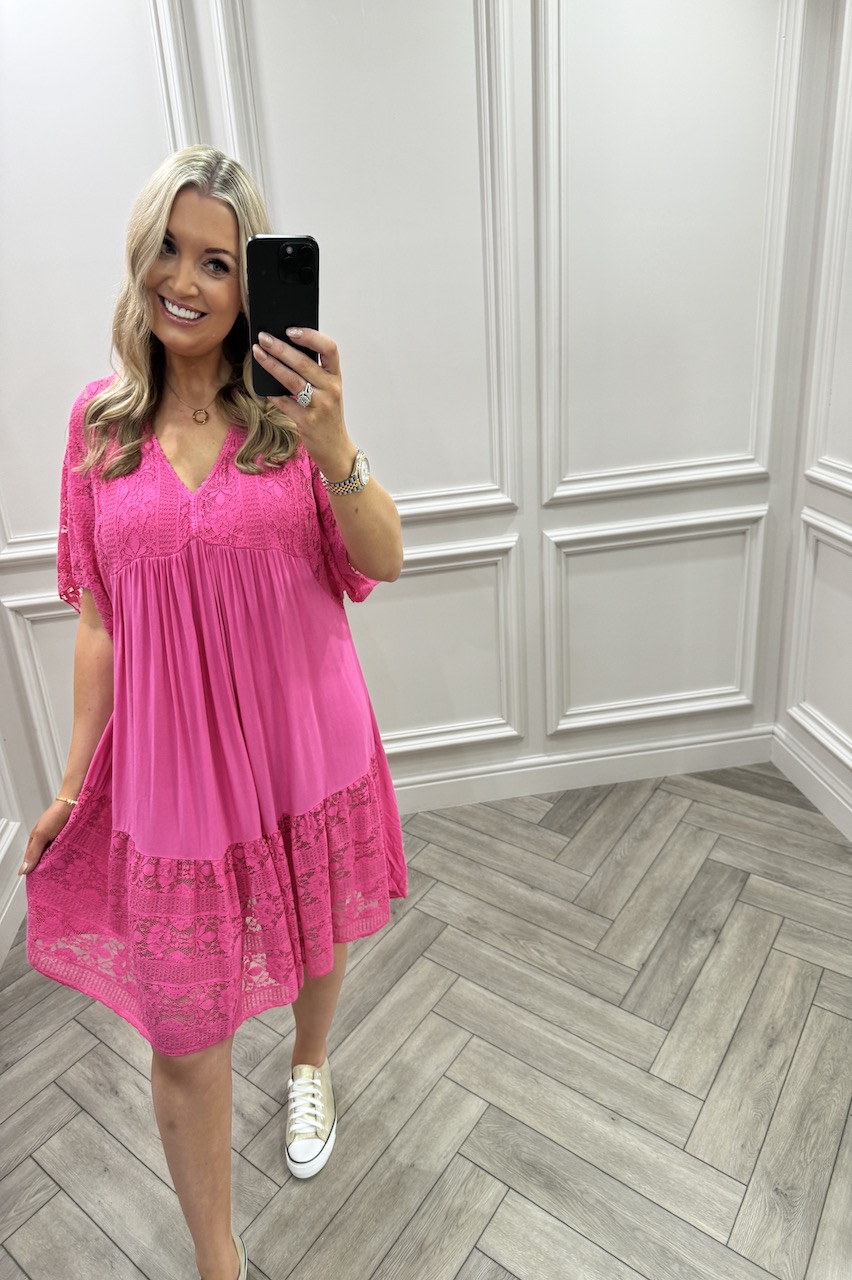 Pink  Deluxe Crochet  Tunic 