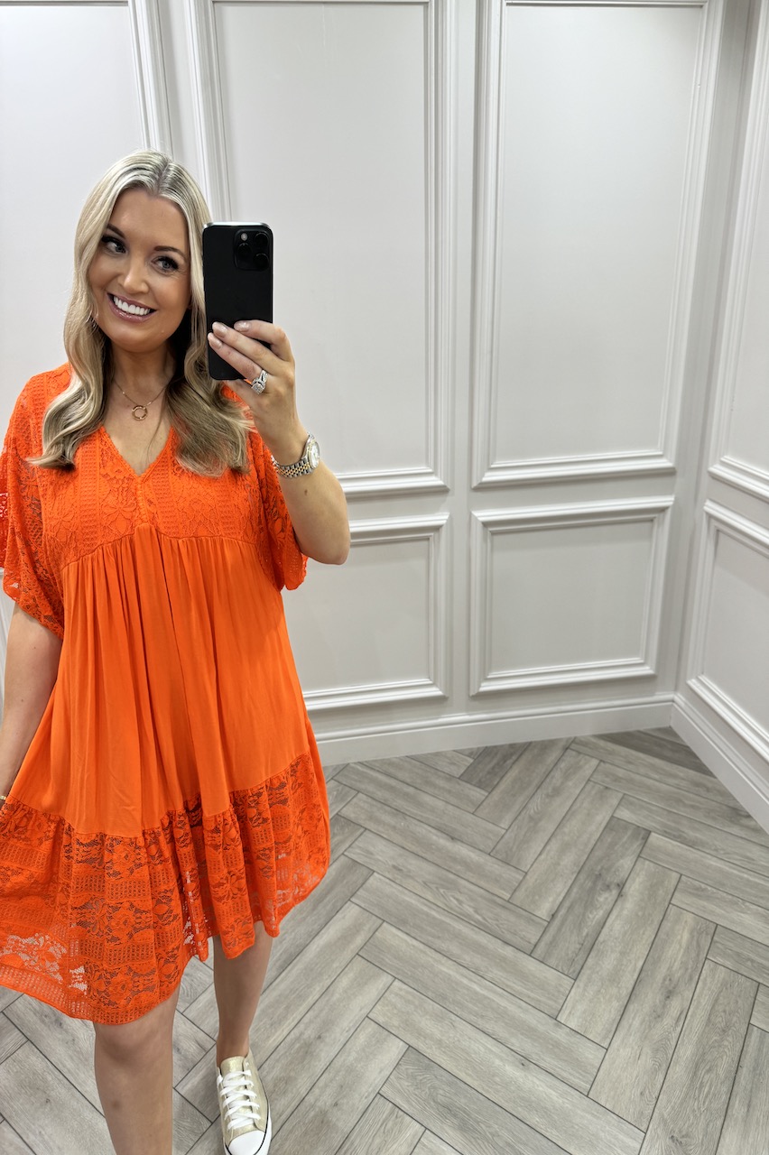 Orange Deluxe Crochet  Tunic 