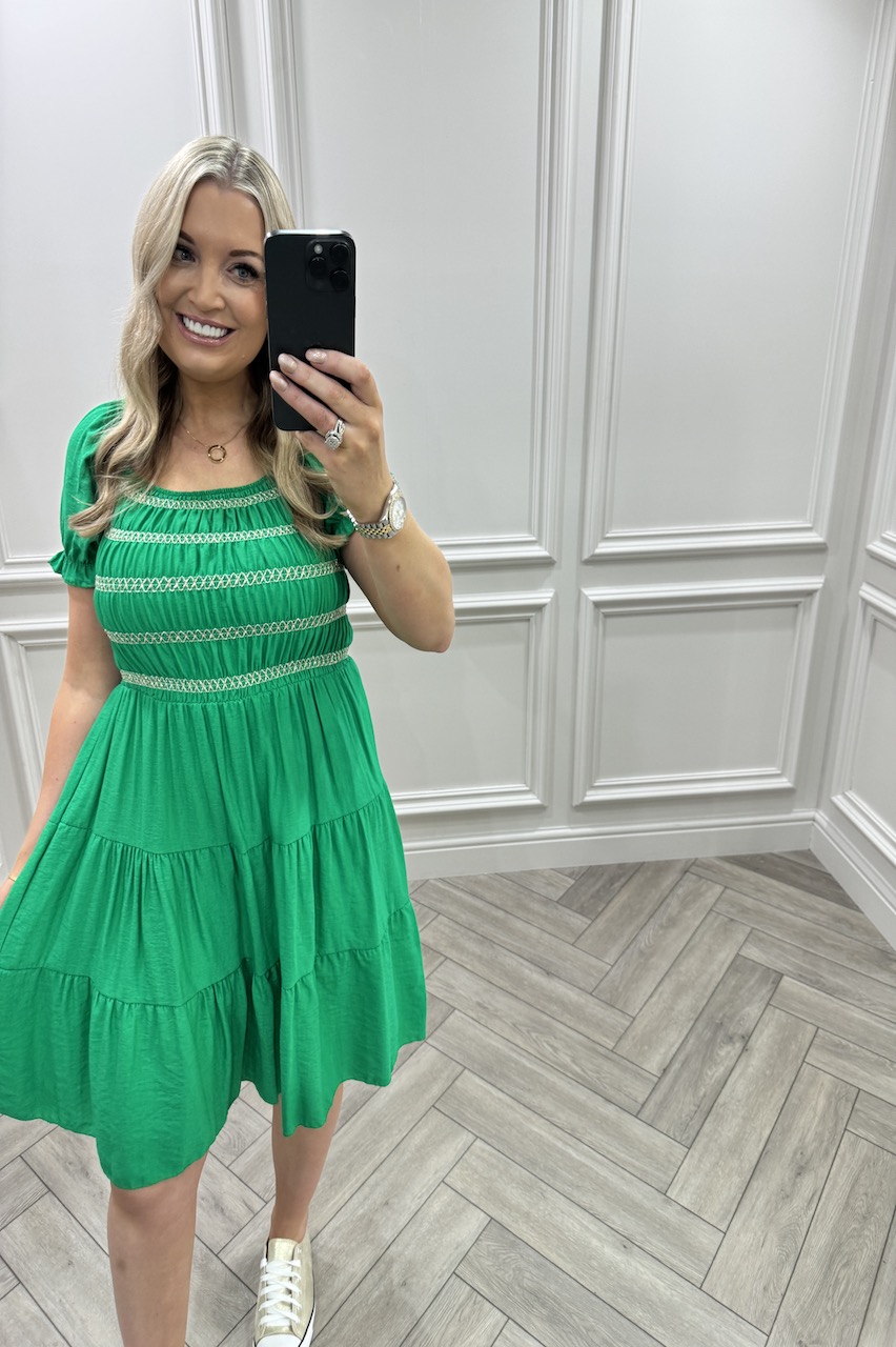 Green Angel Shirred Summer Dress