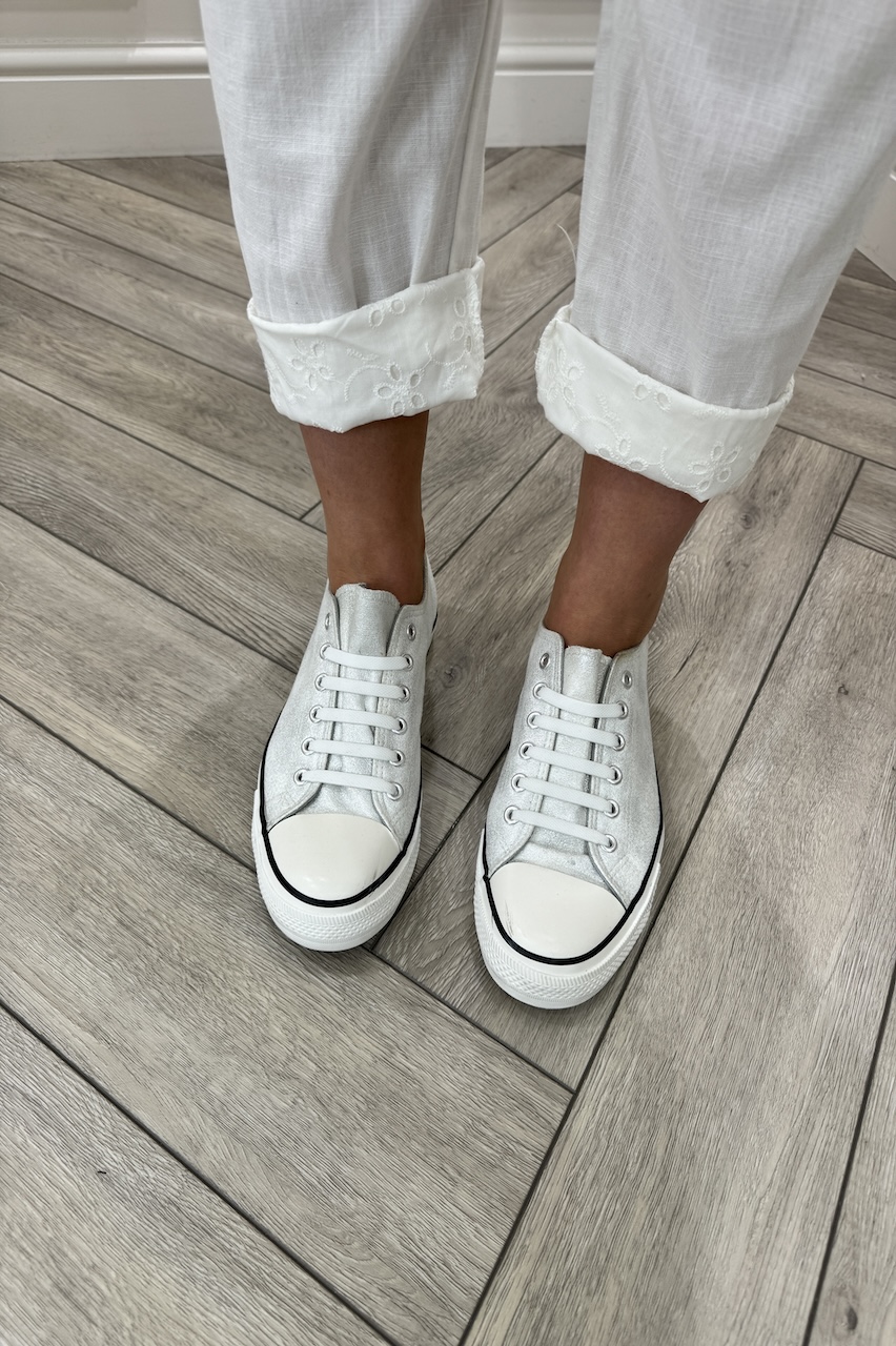 White Chic Couture Joggers With Brodie Detail 
