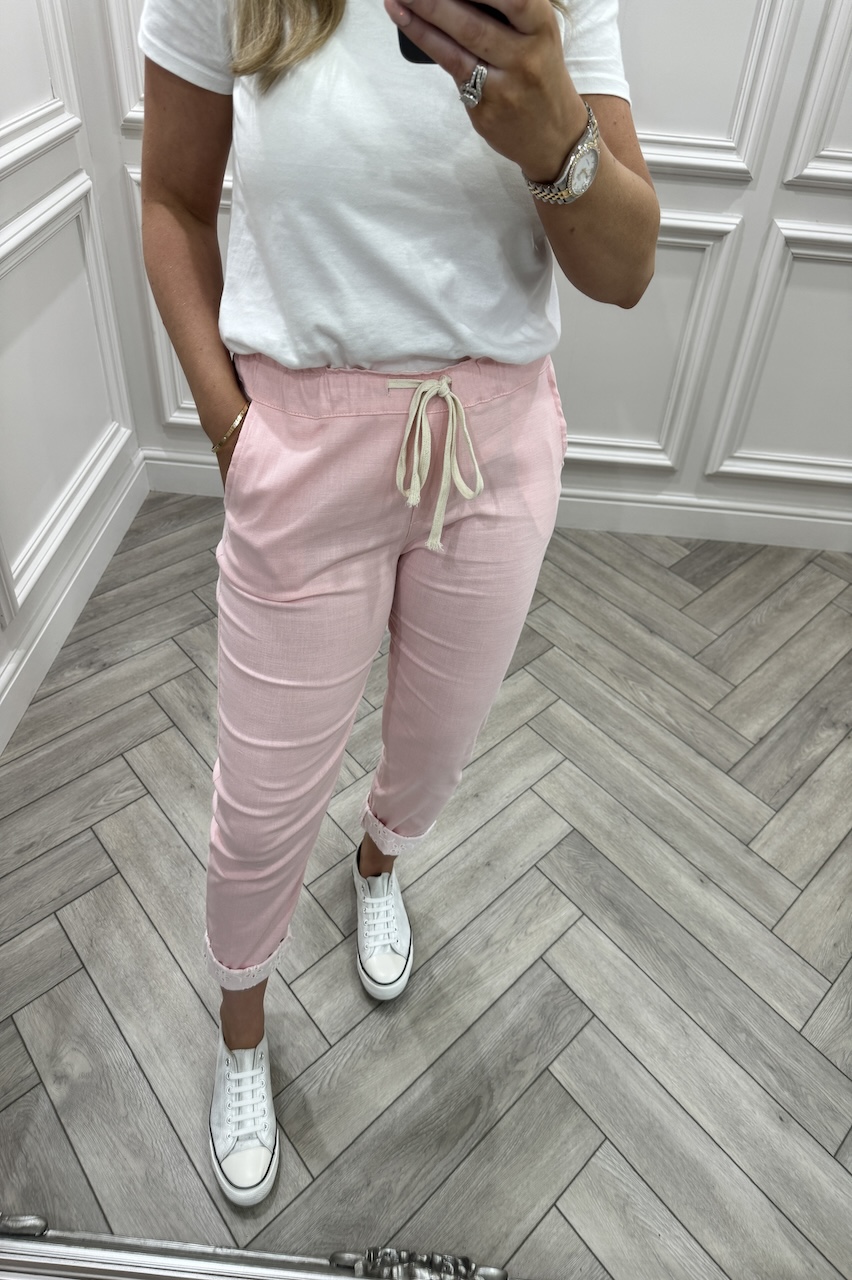 Pink Chic Couture Joggers With Brodie Detail 