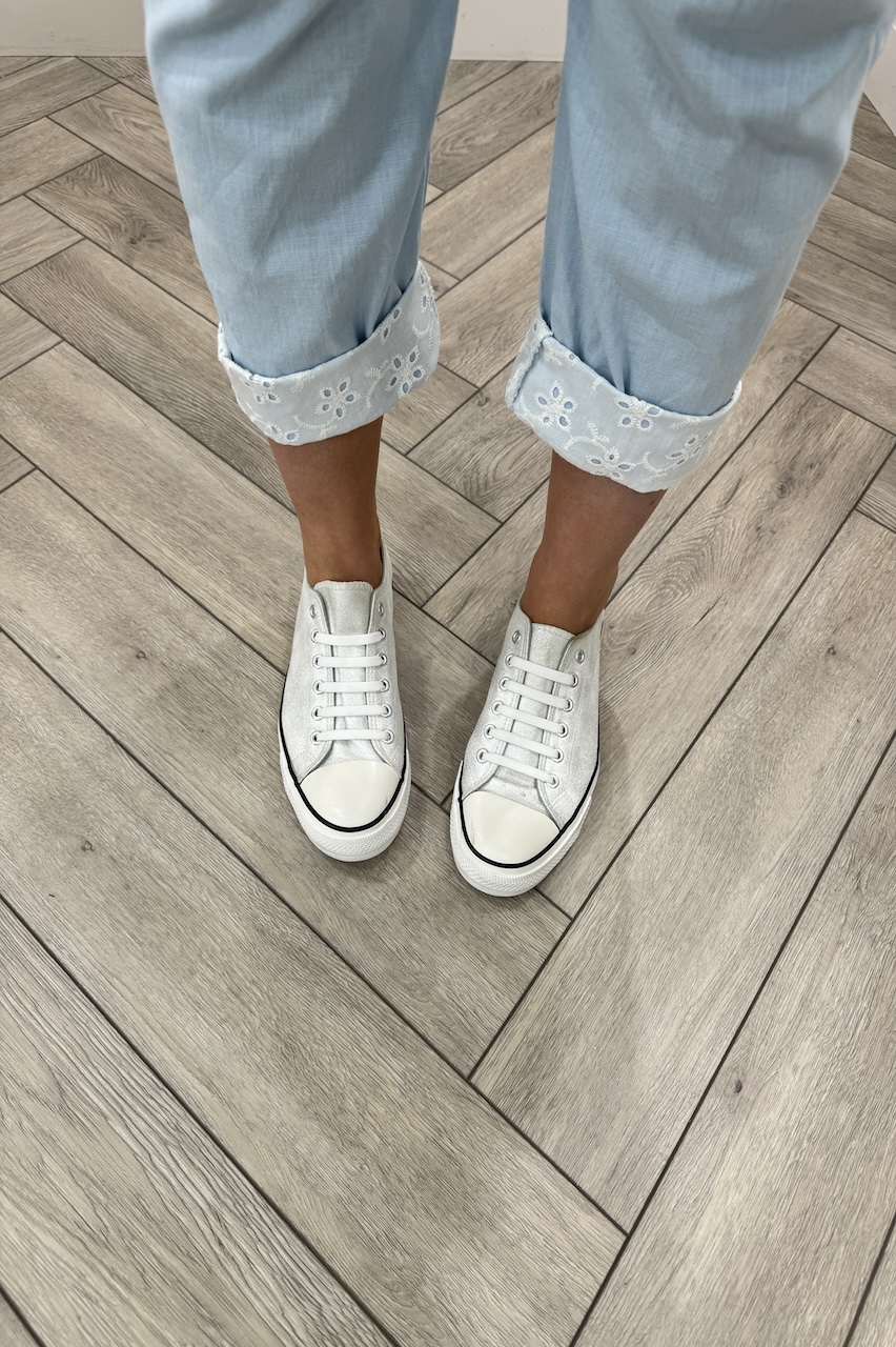 Light Blue Chic Couture Joggers With Brodie Detail 