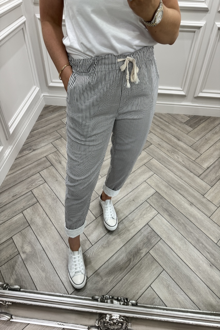 Black Nautical Chic Couture Joggers With Brodie Detail 