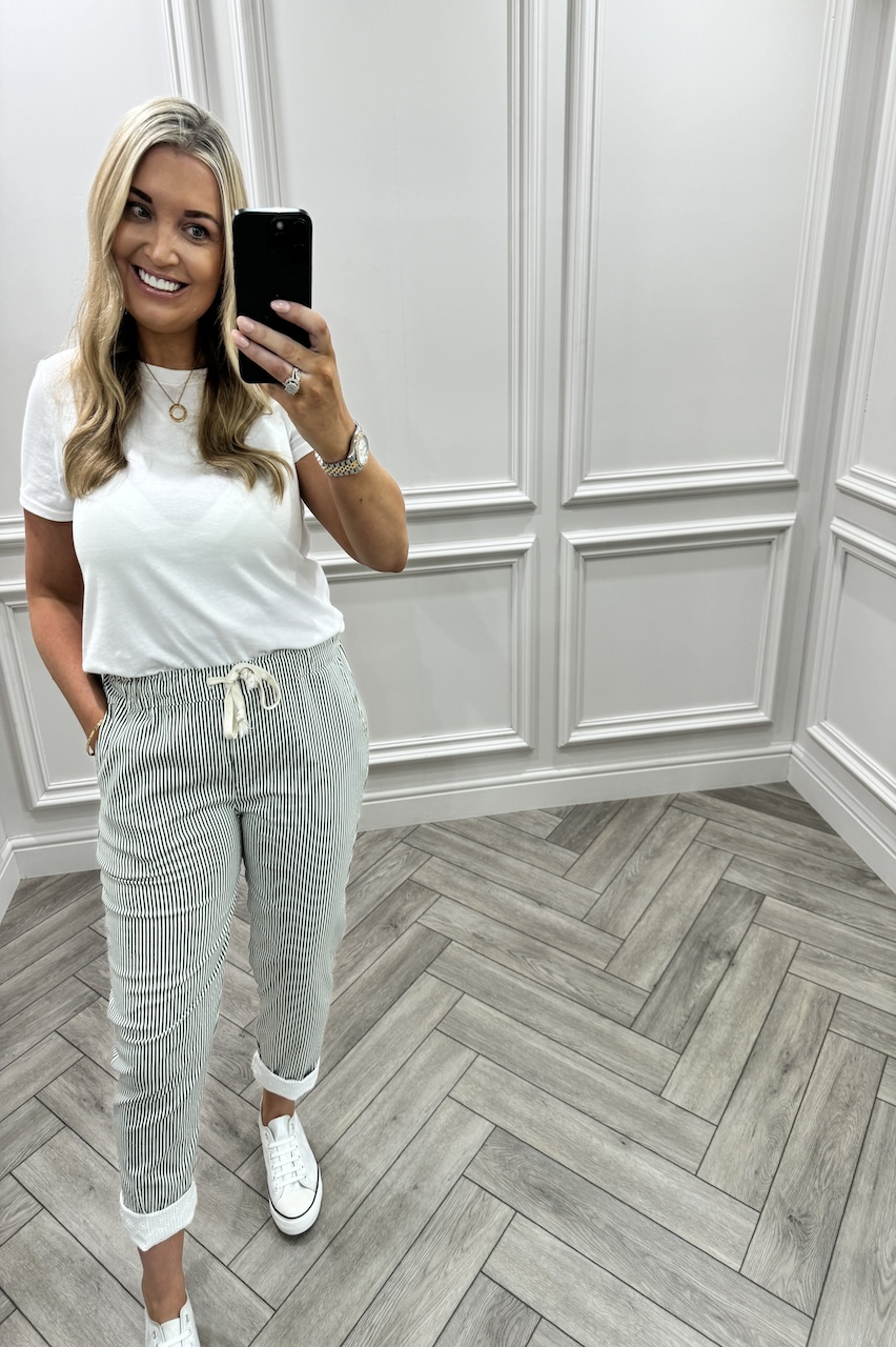 Khaki Nautical Chic Couture Joggers With Brodie Detail 