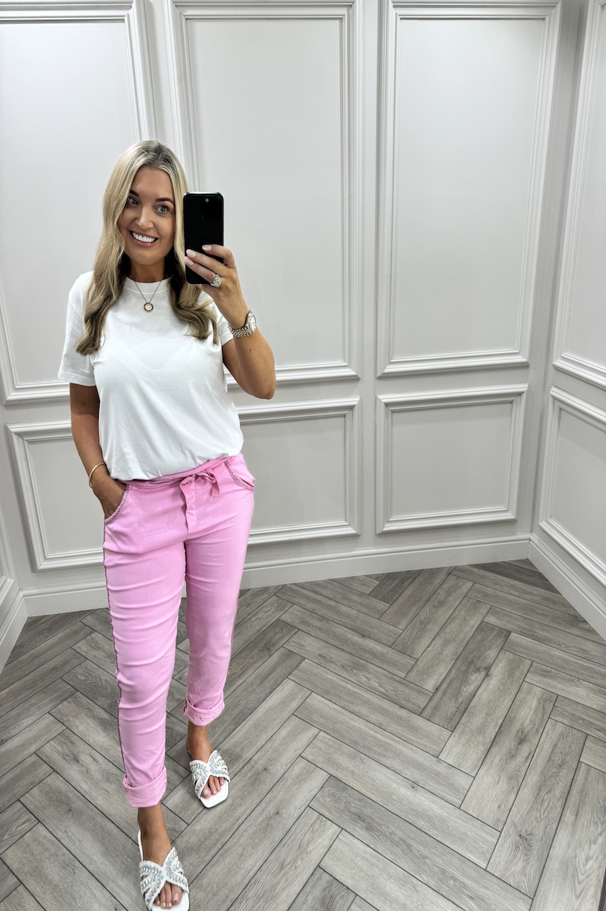 Pink Annalise Magic Joggers With Embellished Detail 