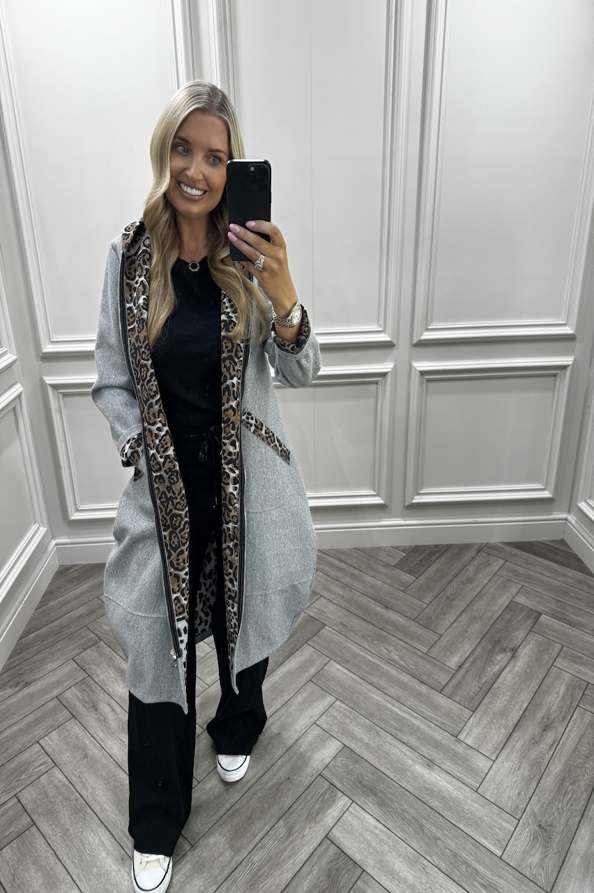 Nina Grey Leopard Jacket 