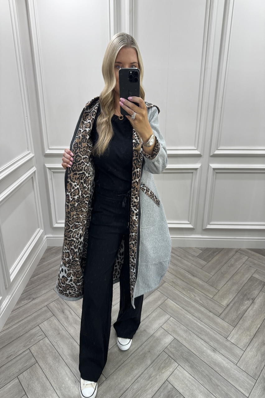 Nina Grey Leopard Jacket 