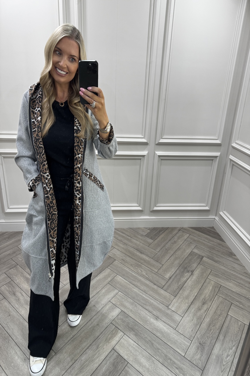 Nina Grey Leopard Jacket 