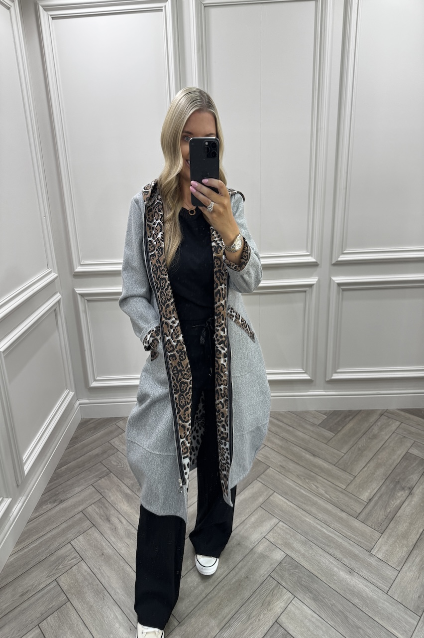 Nina Grey Leopard Jacket 
