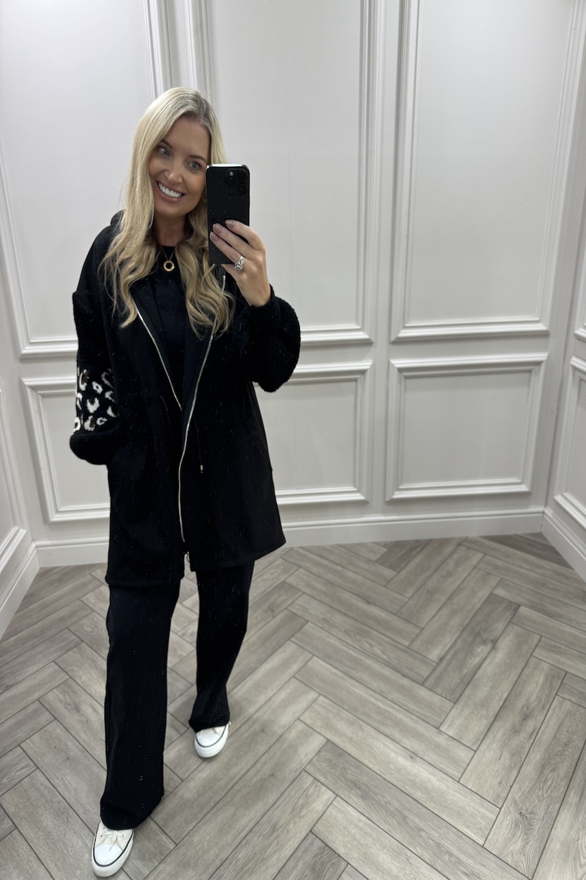 Black Leopard Snuggles Jacket 