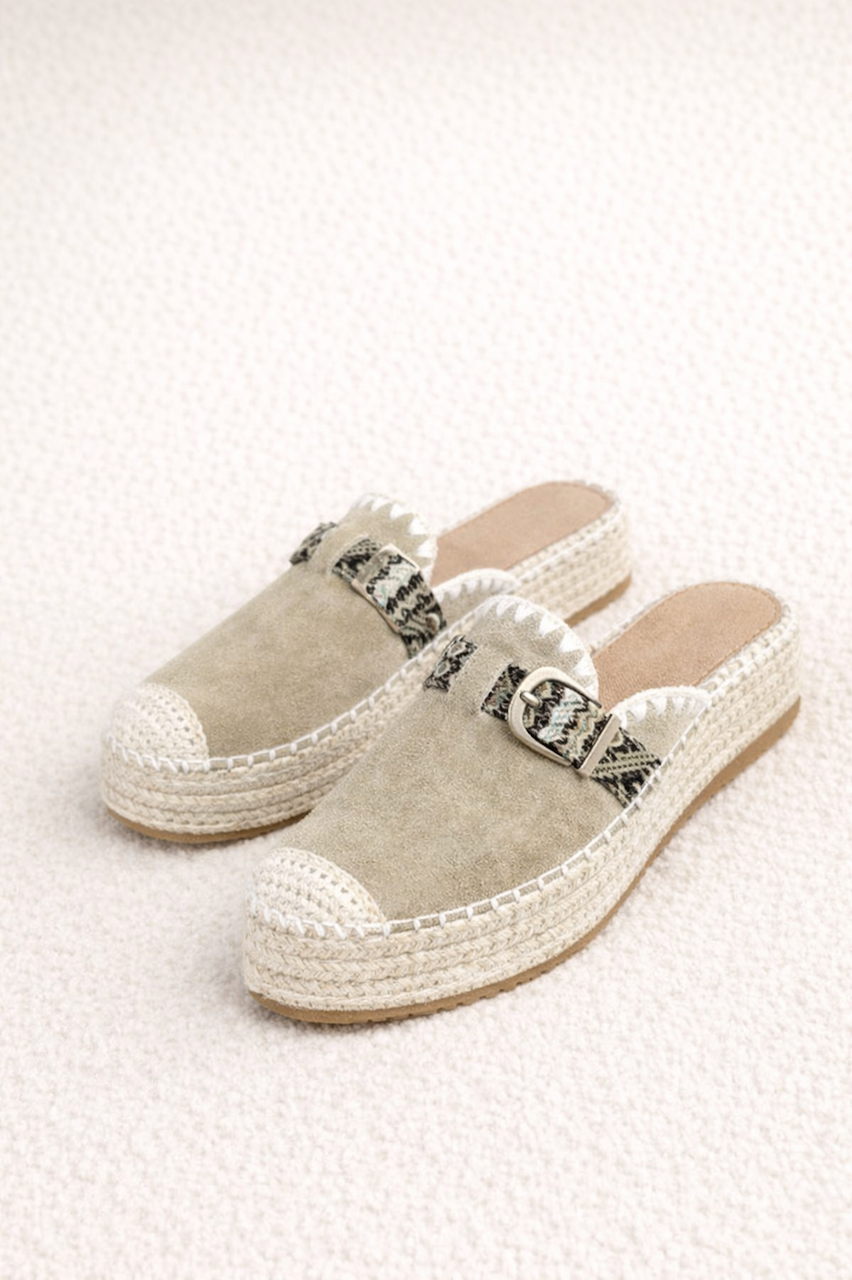 Winnie Beige Platform Espadrille With Aztec Detail 