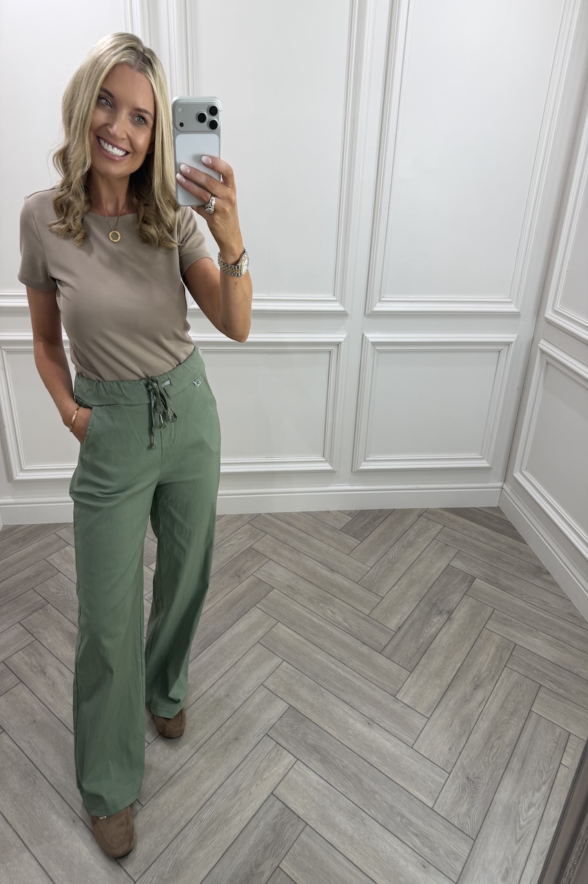 Khaki Magic Wide Leg Trousers 