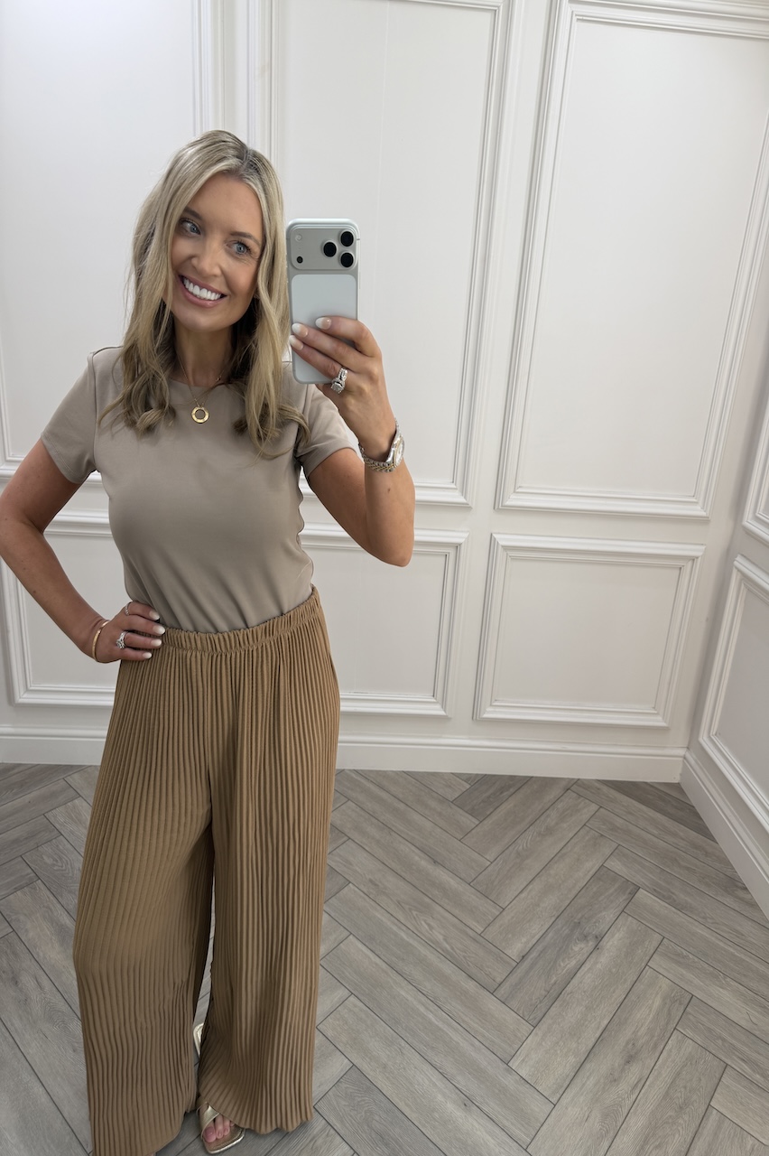 Tan Favourite Pleated  Trousers