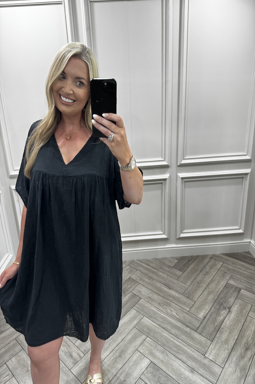 Black Keep Cool Cotton Tunic Dress