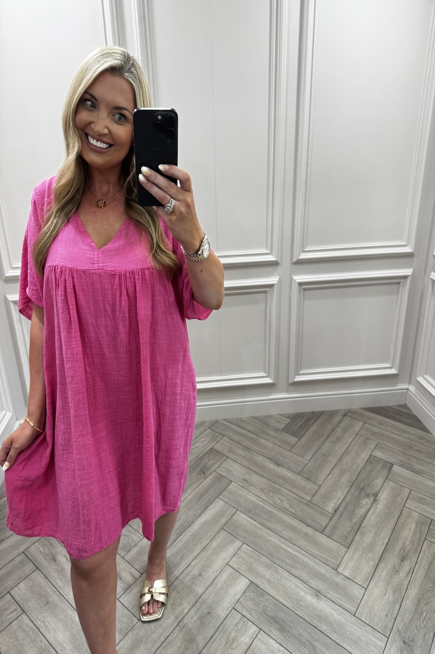 Magenta Keep Cool Cotton Tunic Dress
