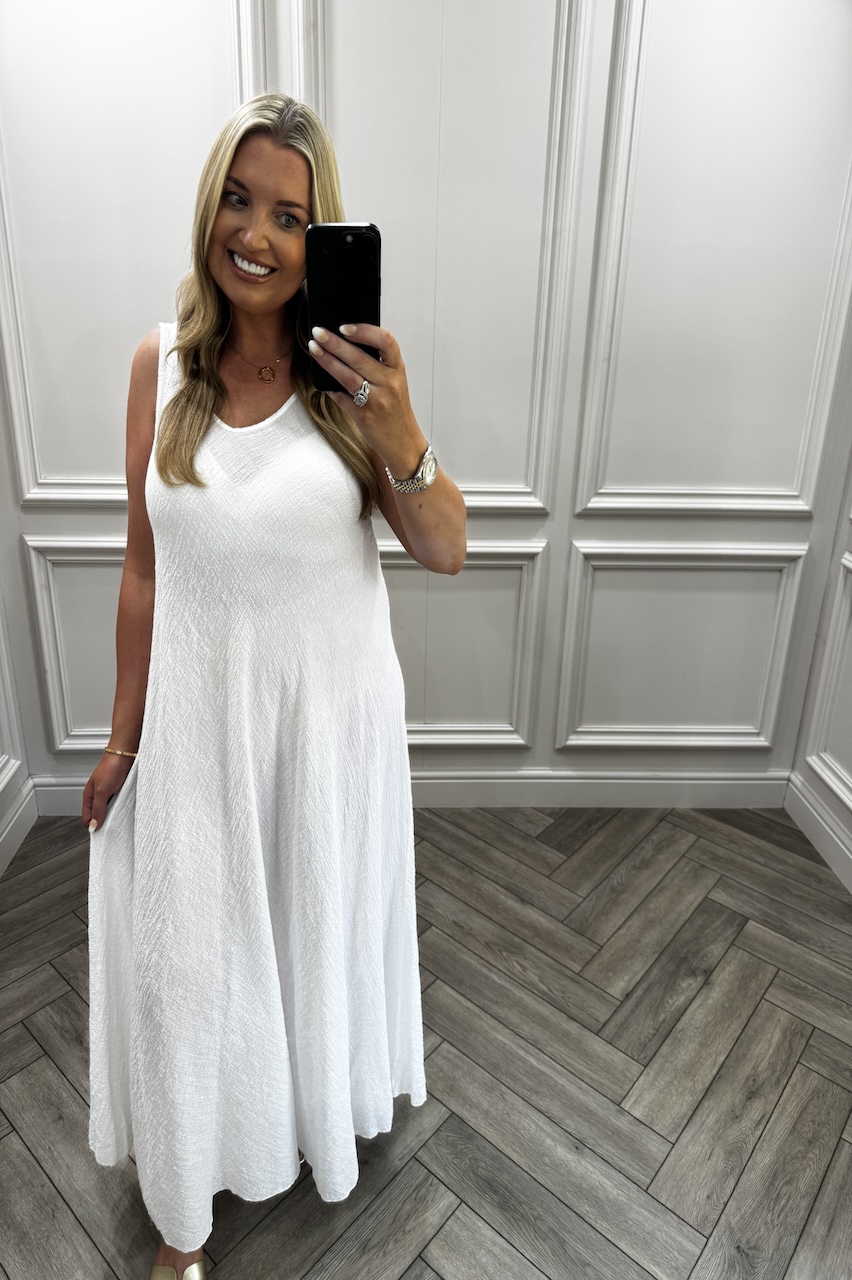 White Holiday Essentials Cotton Sleeveless Maxi