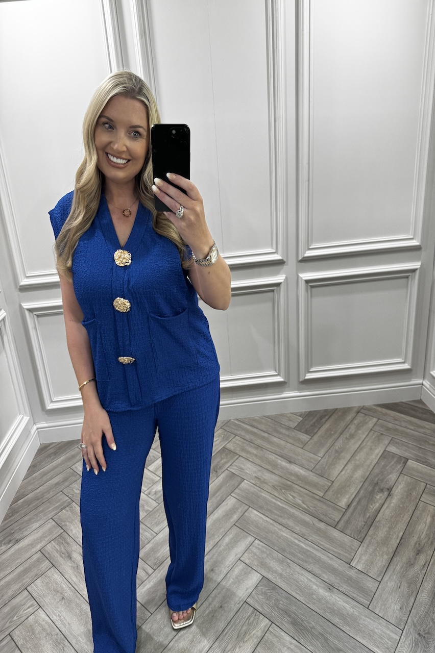 Royal Zoey Gold Button Trouser Set