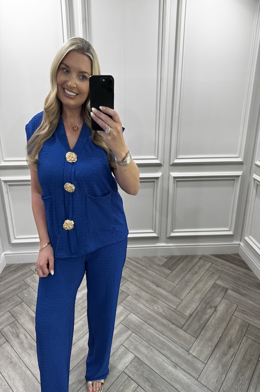 Royal Zoey Gold Button Trouser Set