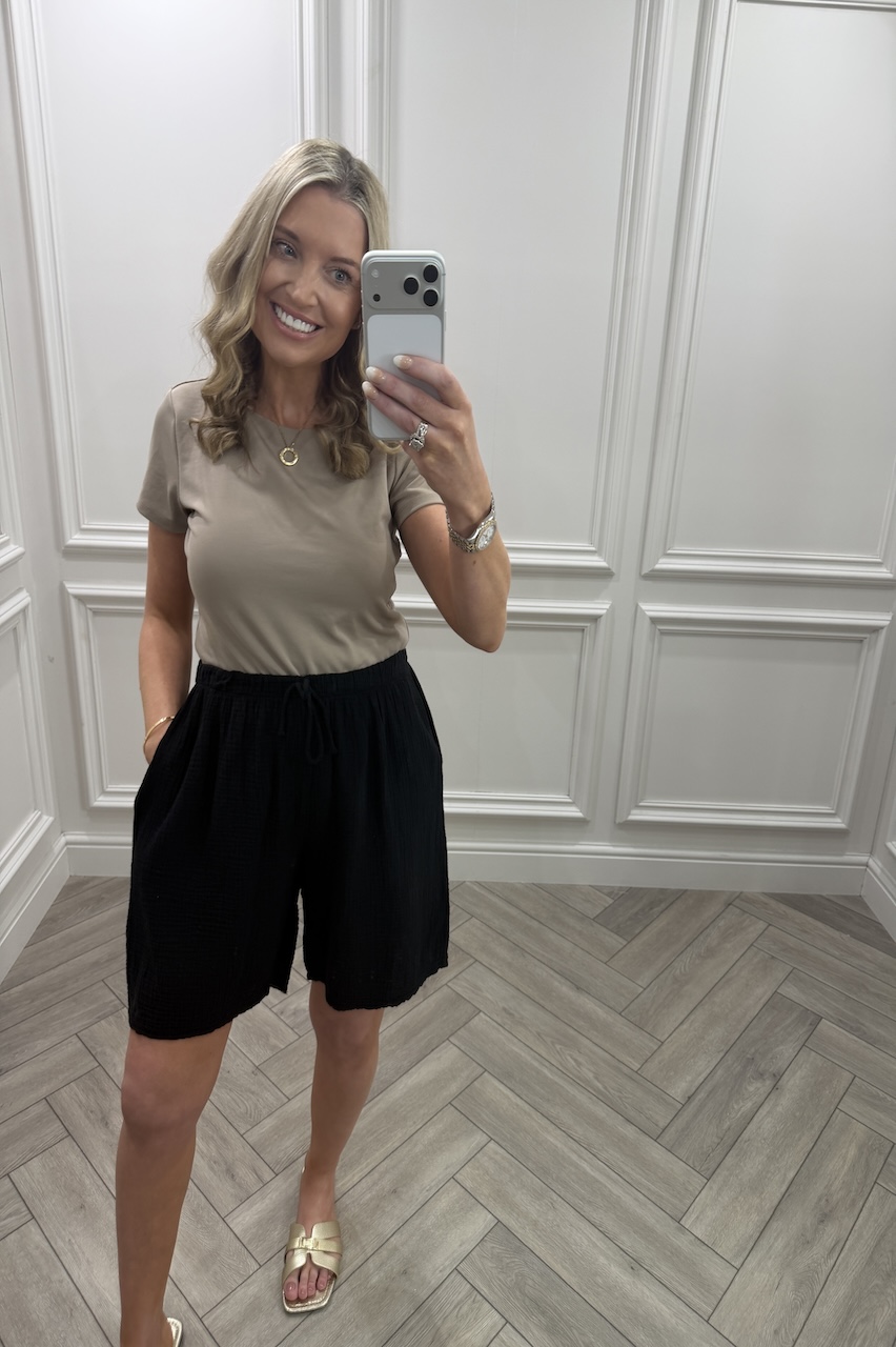 Lola Black Double Cotton Shorts