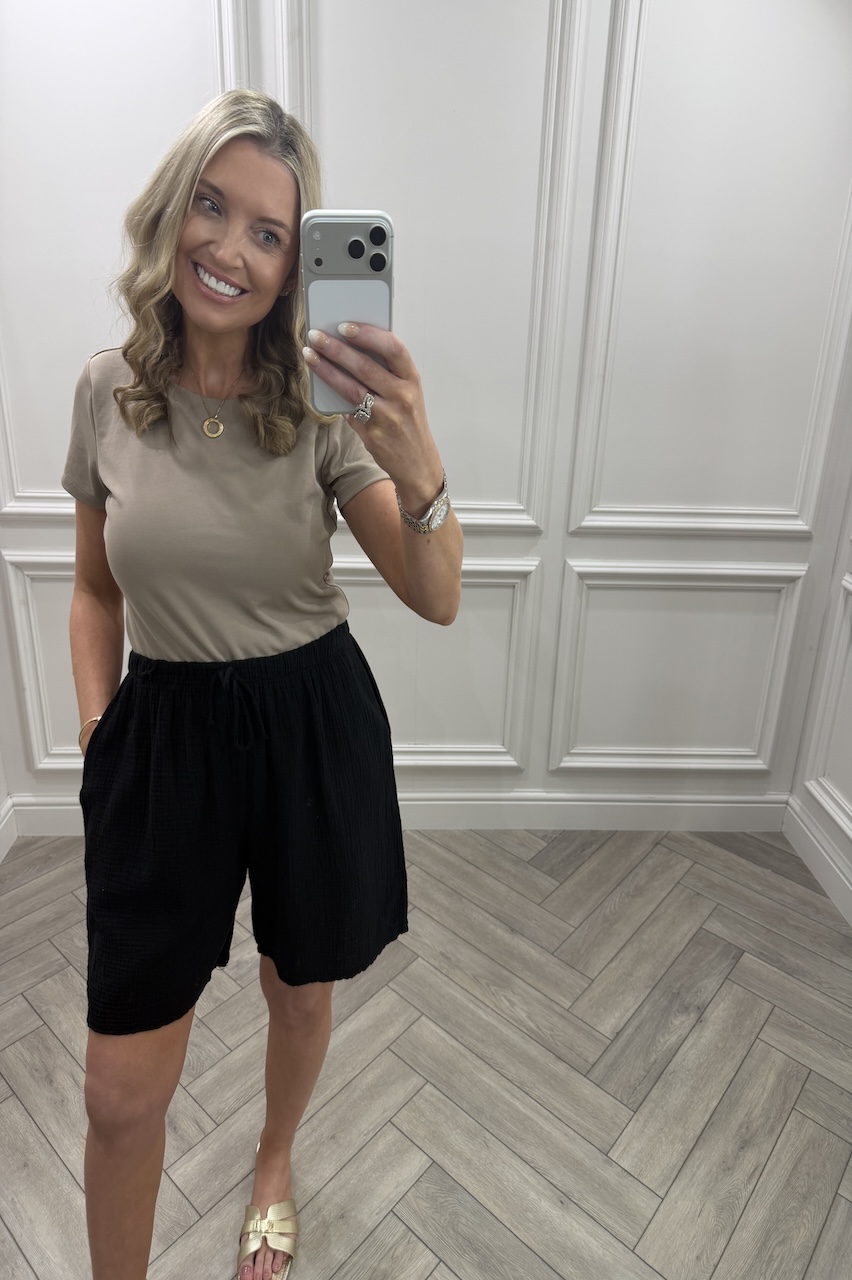 Lola Black Double Cotton Shorts