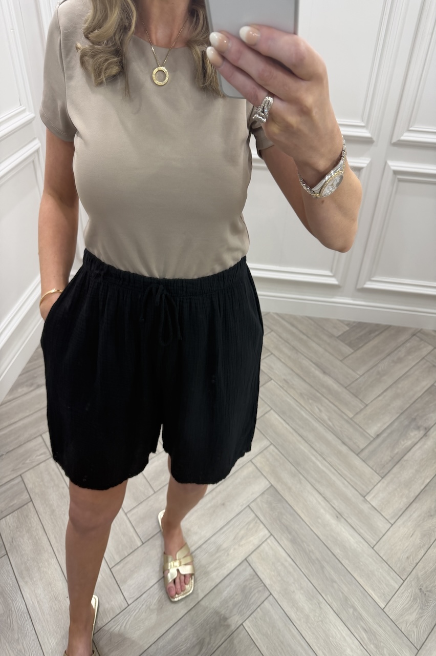 Lola Black Double Cotton Shorts