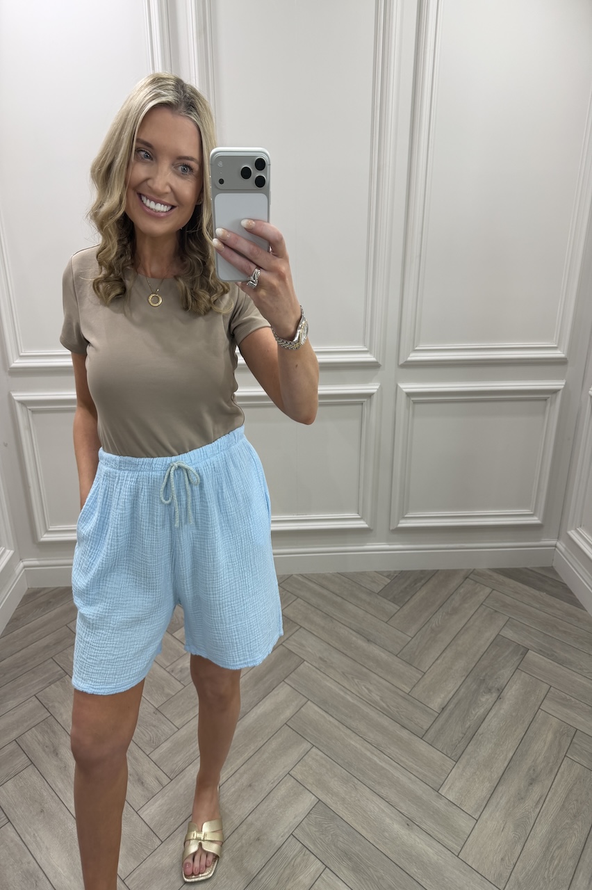Lola Sky Blue Double Cotton Shorts