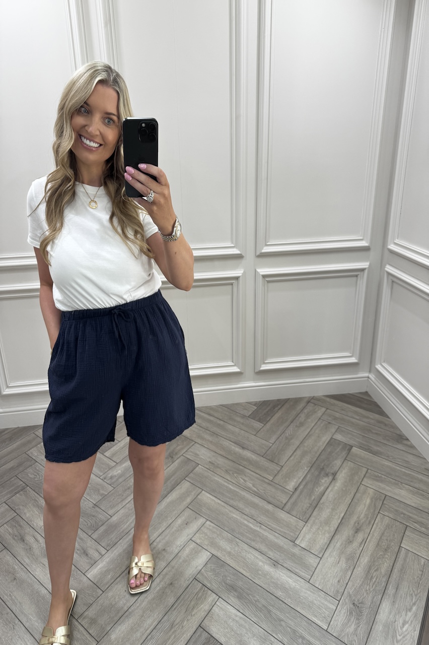 Lola Navy Double Cotton Shorts