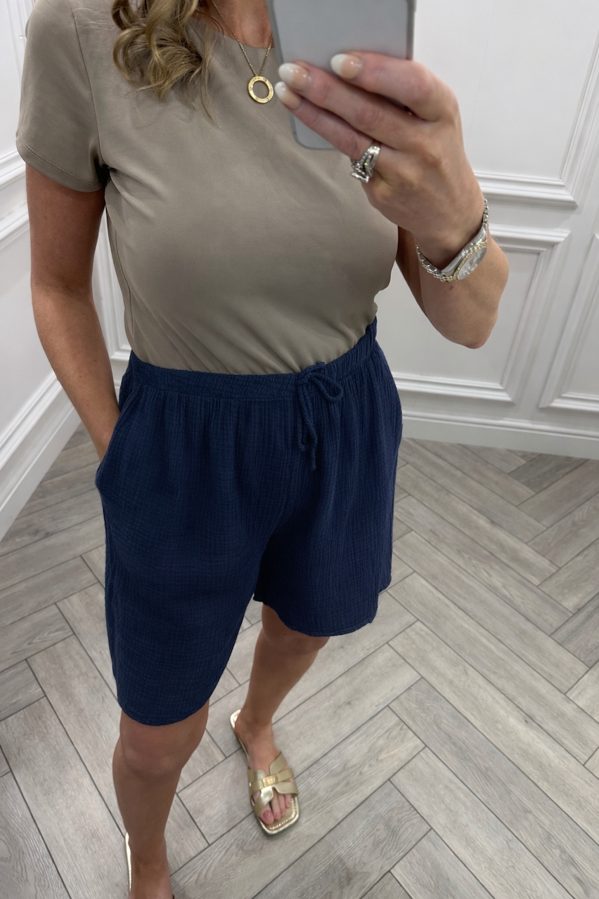 Lola Navy Double Cotton Shorts