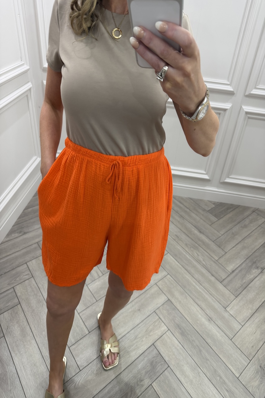 Lola Orange Double Cotton Shorts