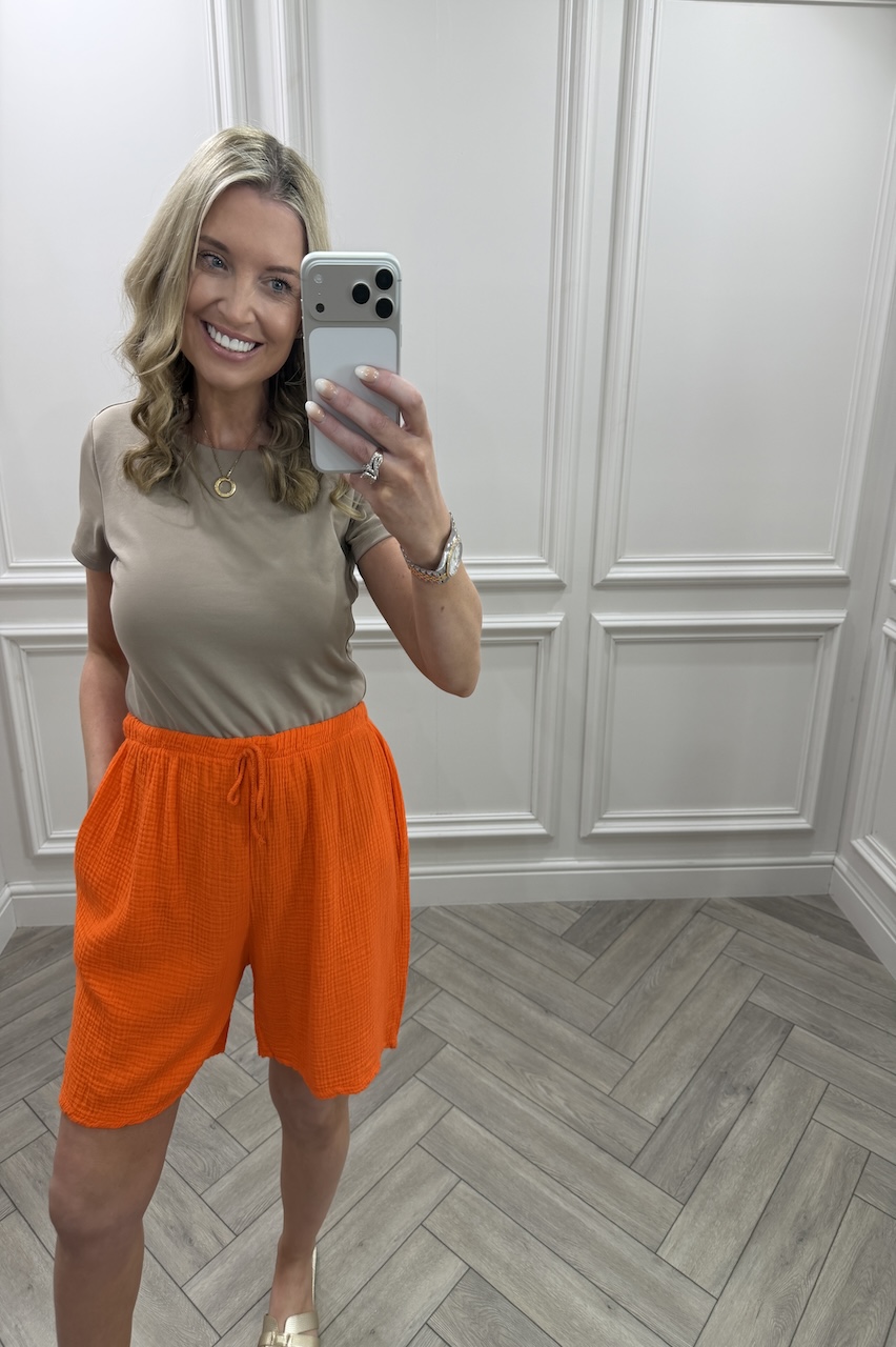 Lola Orange Double Cotton Shorts