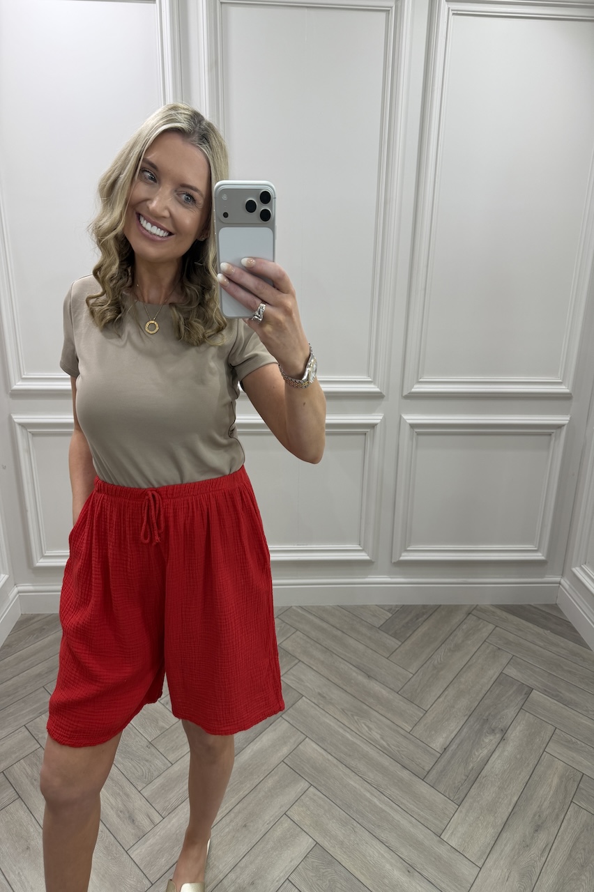 Lola Red Double Cotton Shorts