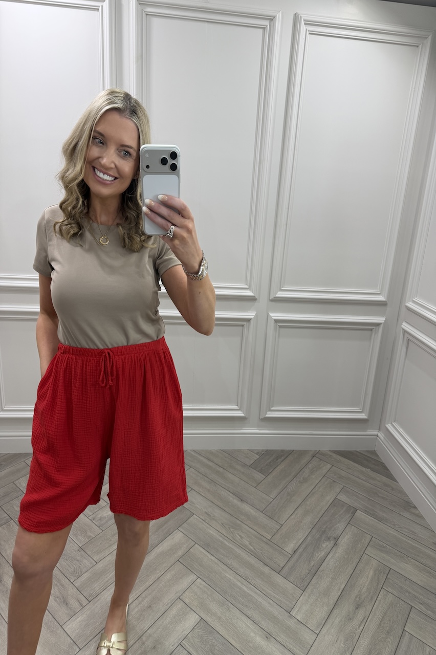 Lola Red Double Cotton Shorts