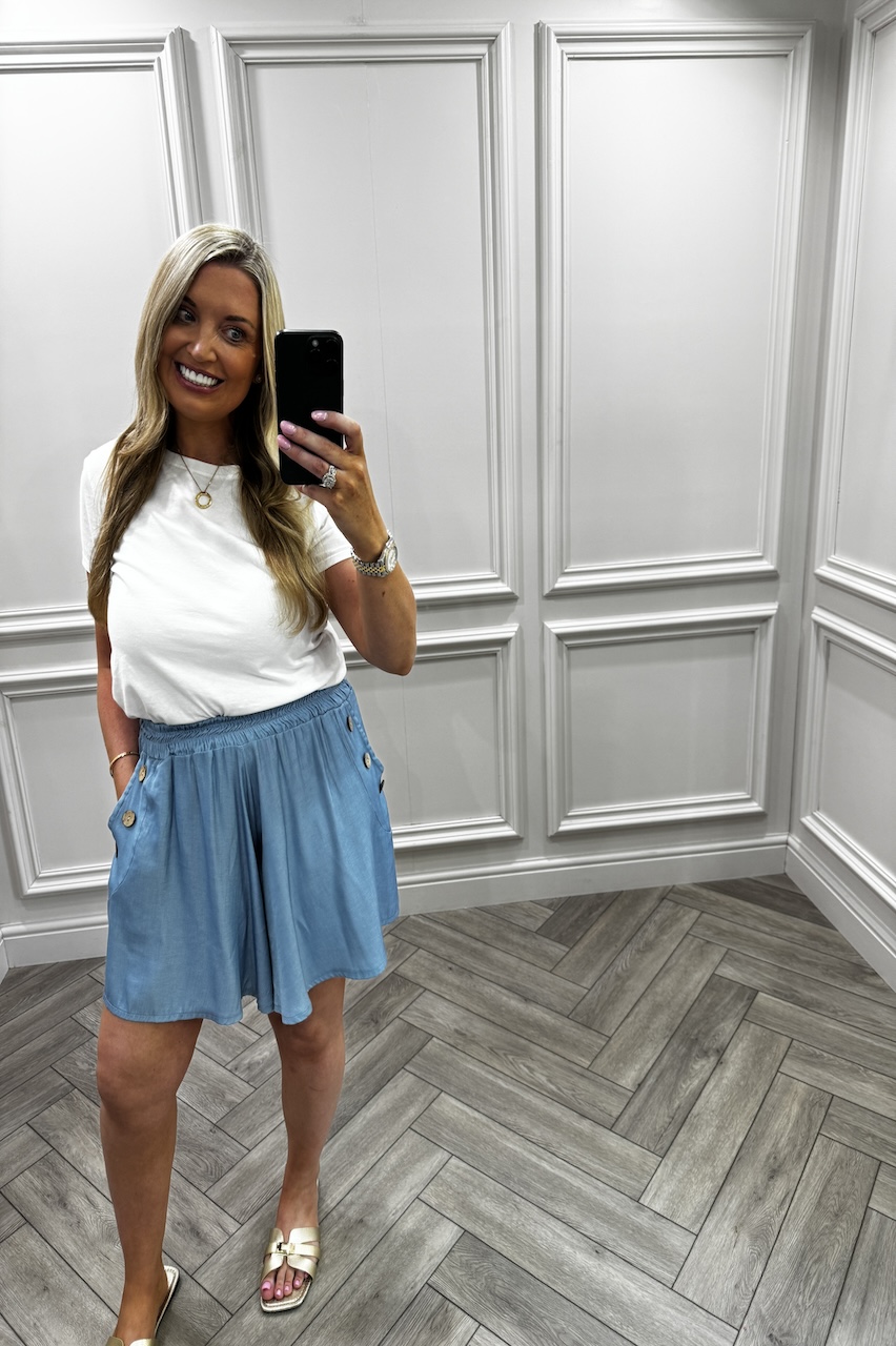 Roxy Light Denim Button Shorts