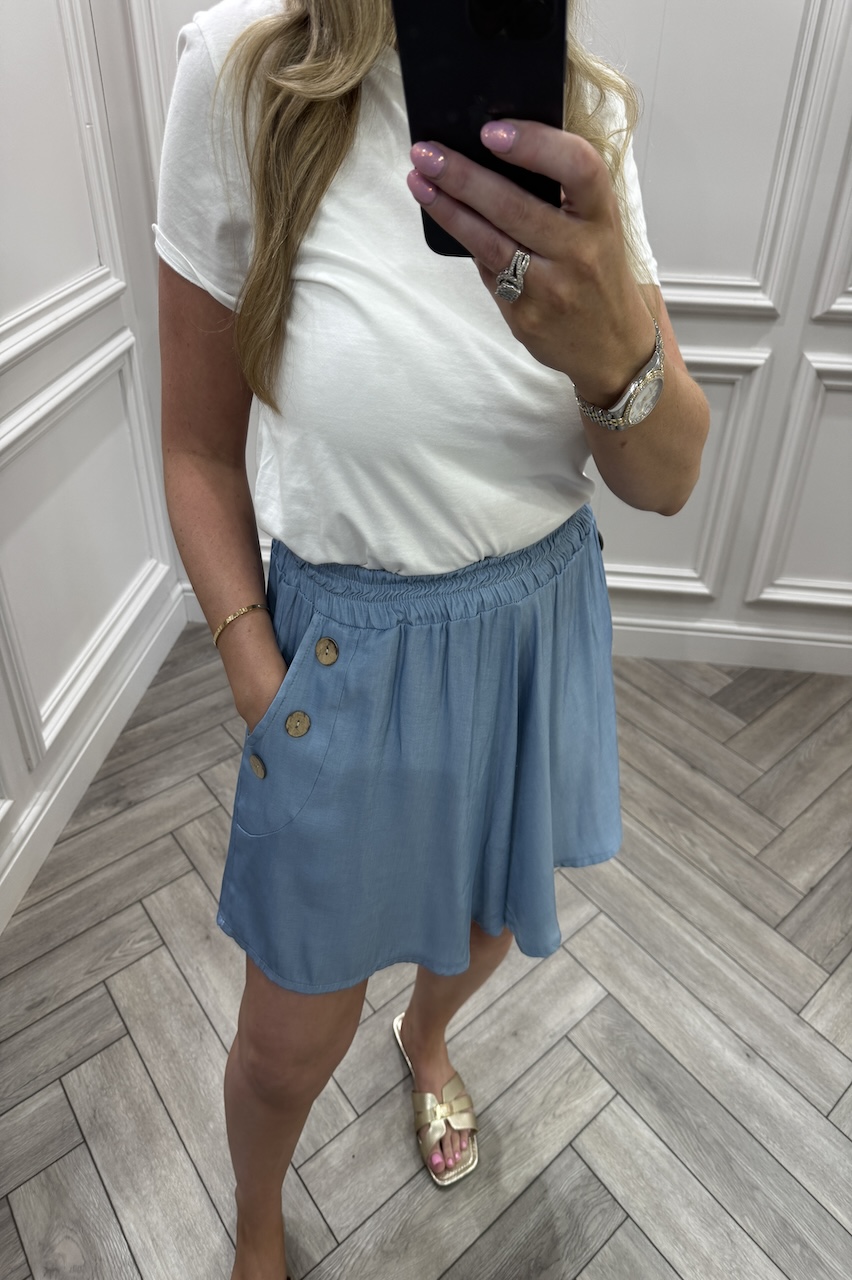 Roxy Light Denim Button Shorts