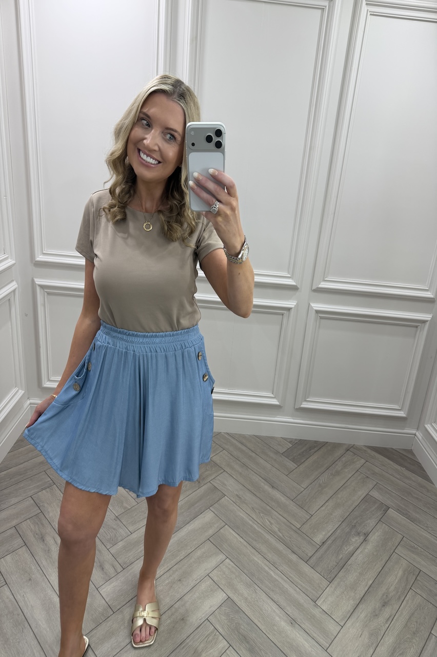 Roxy Light Denim Button Shorts