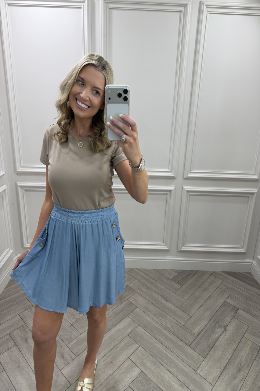 Roxy Light Denim Button Shorts