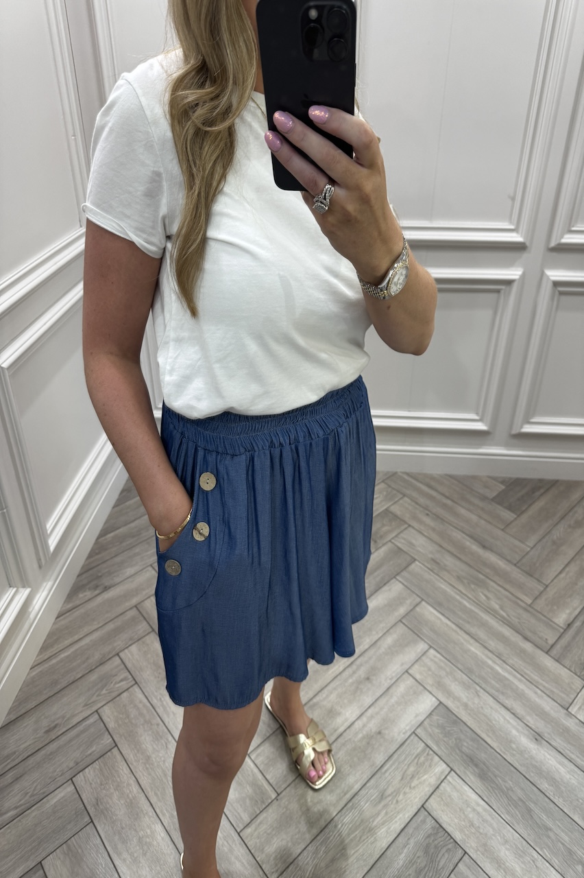 Roxy Mid Denim Button Shorts