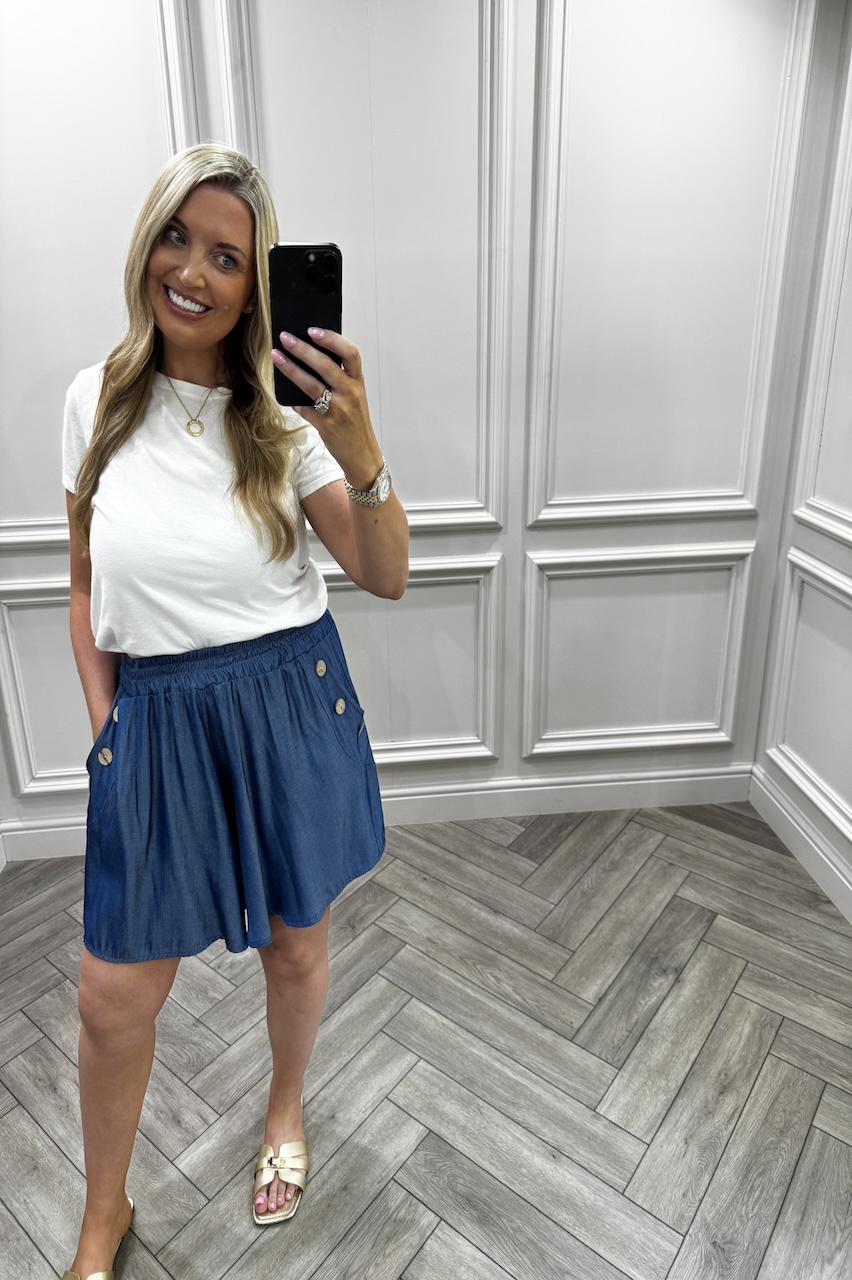 Roxy Mid Denim Button Shorts