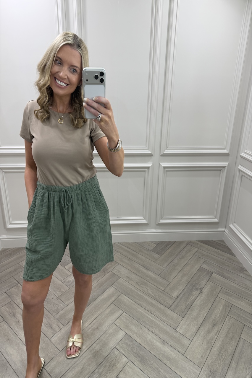 Lola Khaki Double Cotton Shorts