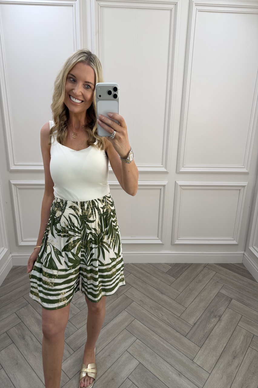 Juliet Khaki Elasticated Shorts