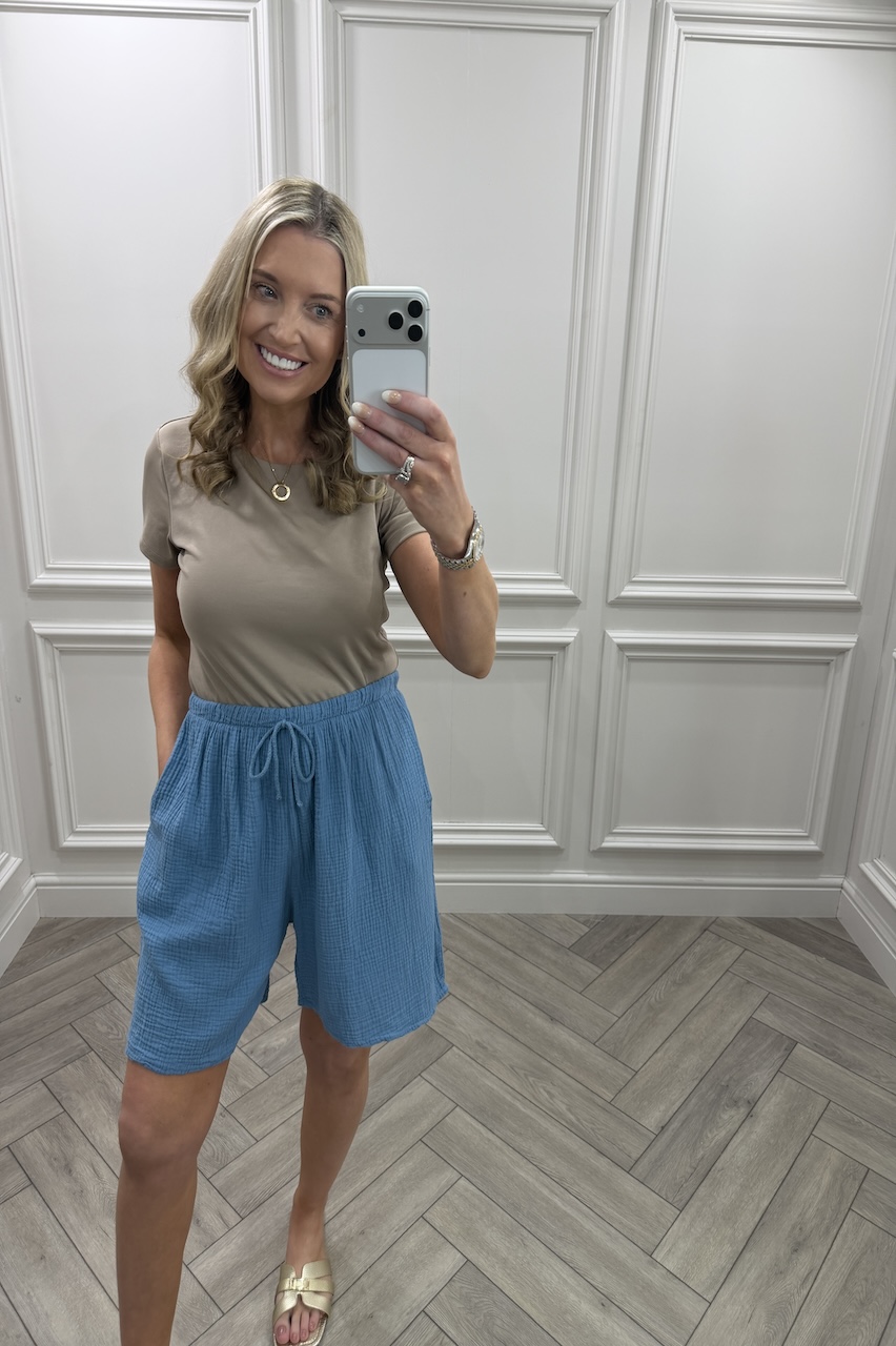  Lola Denim Blue  Double Cotton Shorts