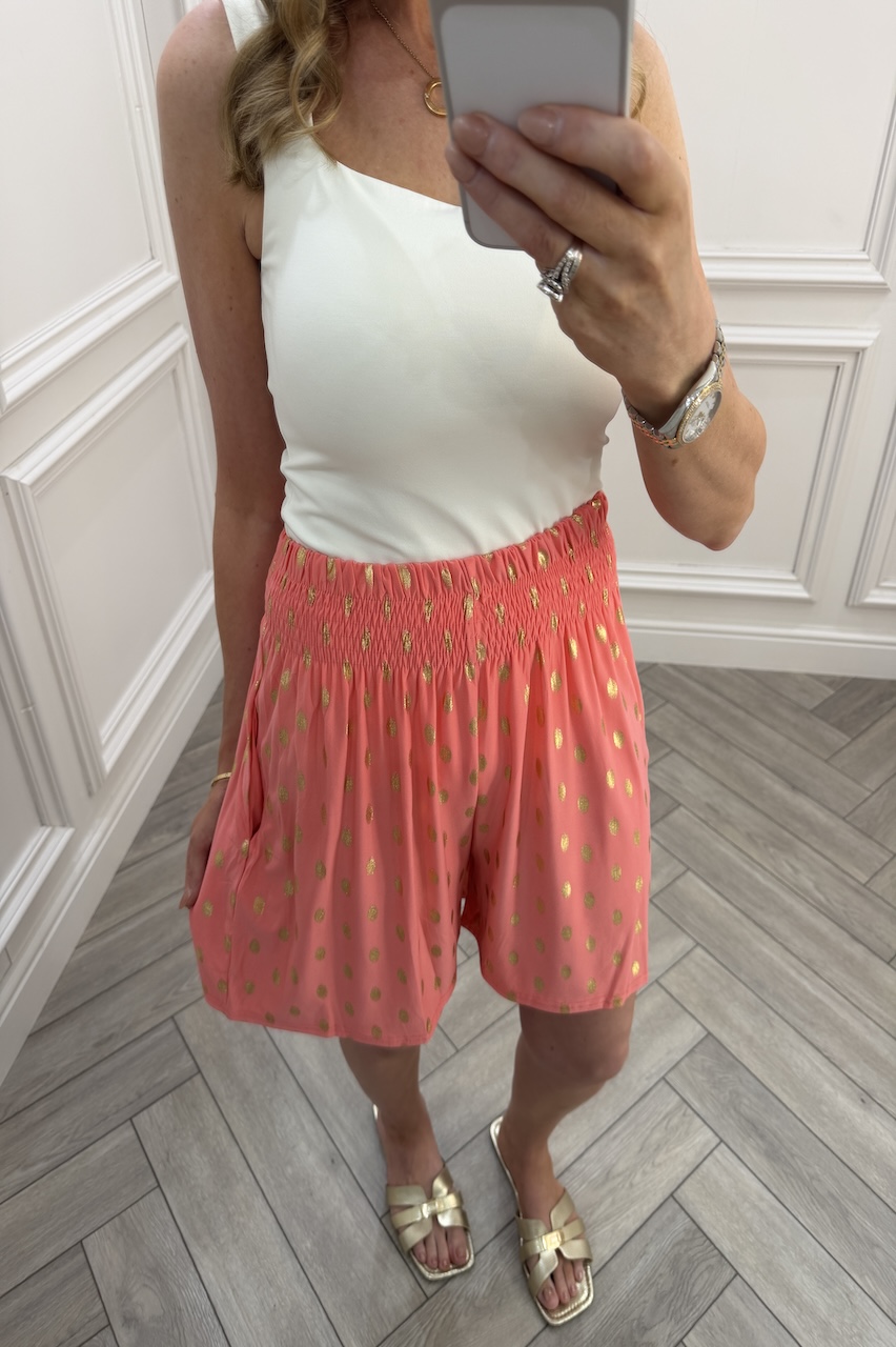 Macie Coral Polka Dot Elasticated Shorts