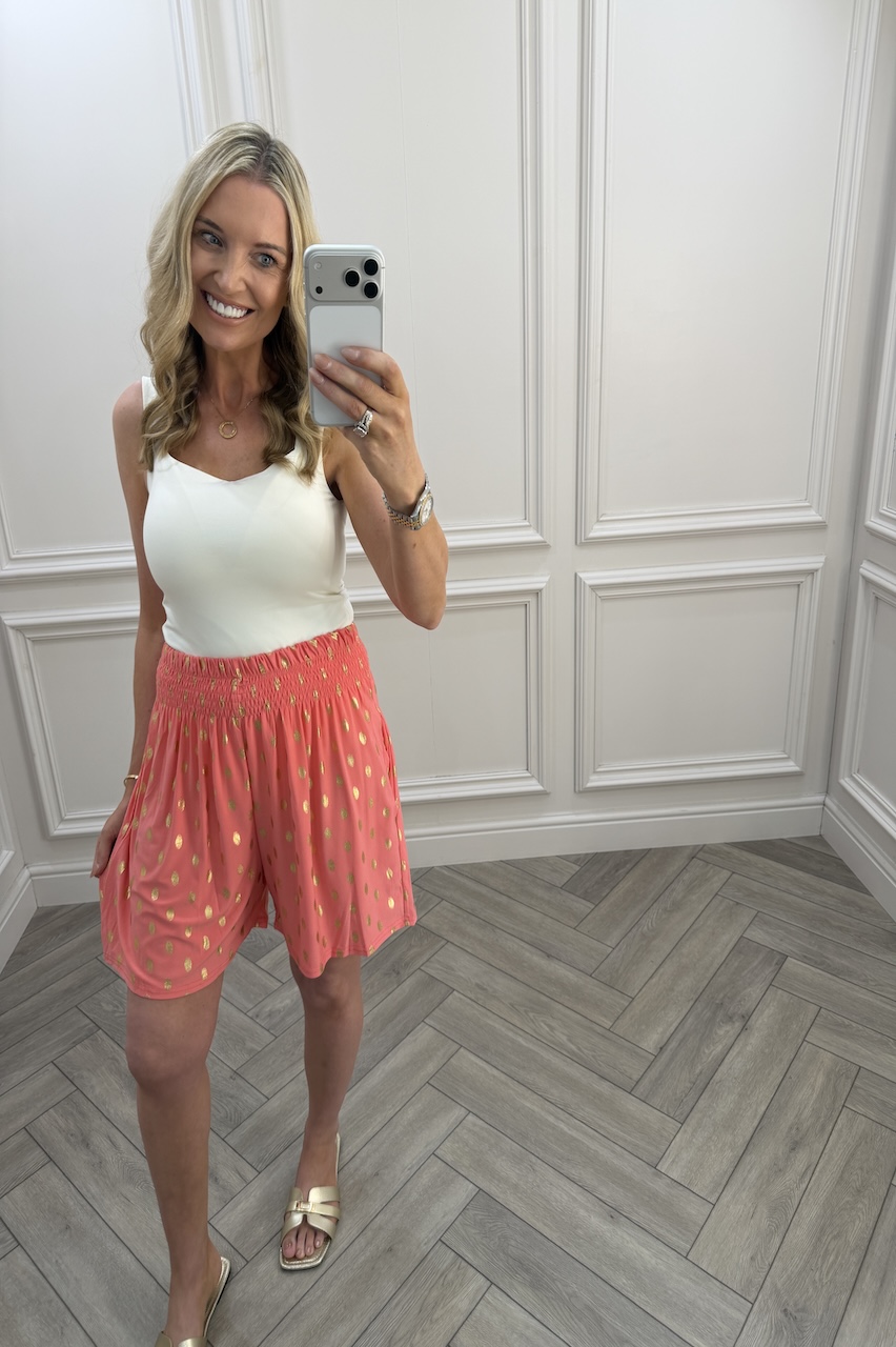 Macie Coral Polka Dot Elasticated Shorts