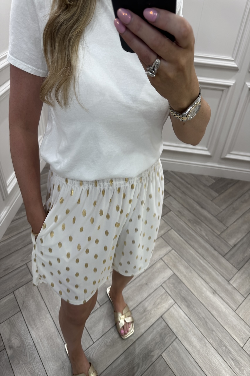 Macie Ivory Polka Dot Elasticated Shorts