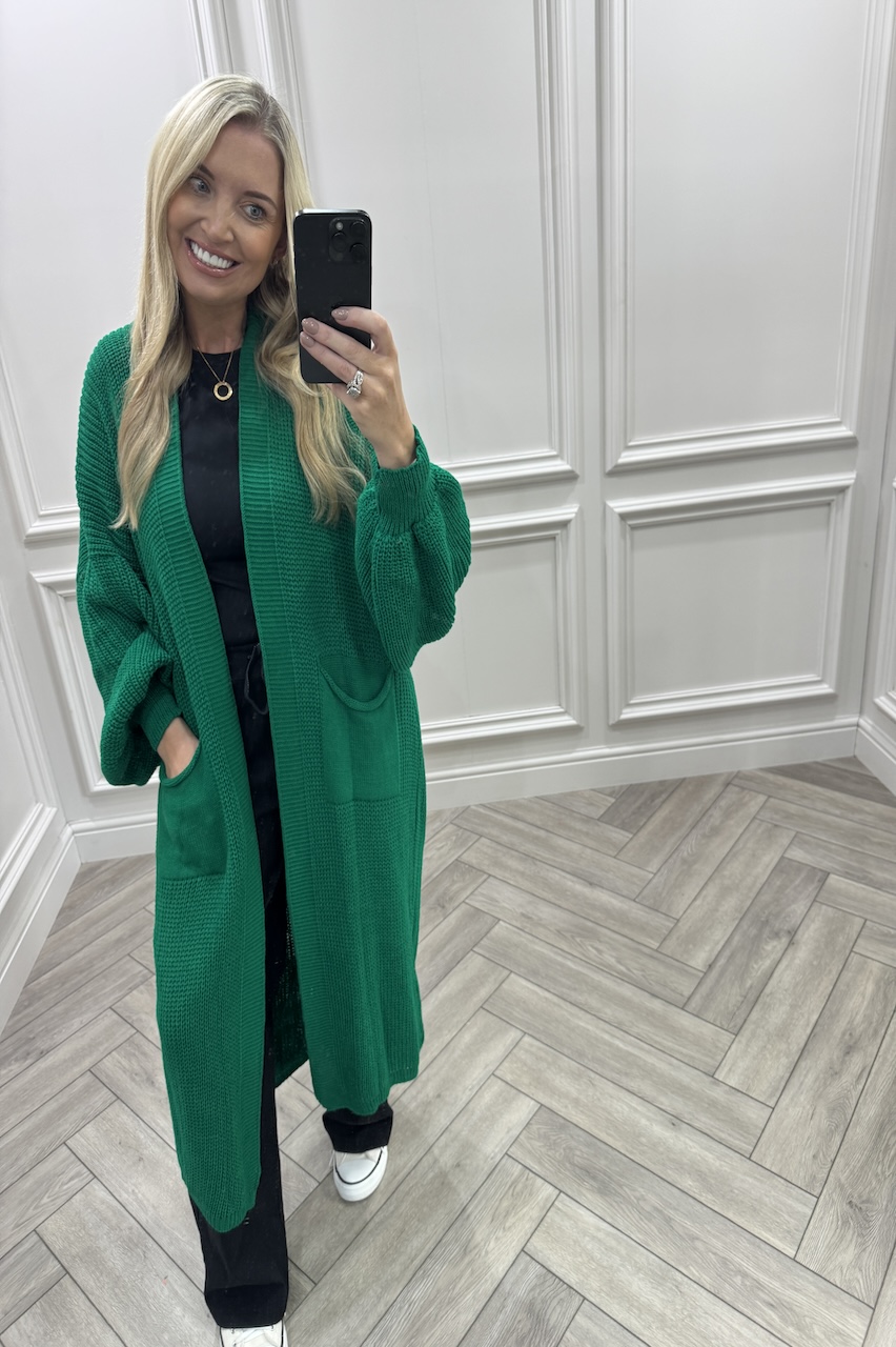 Skylar Green Longline Knitted Cardigan 