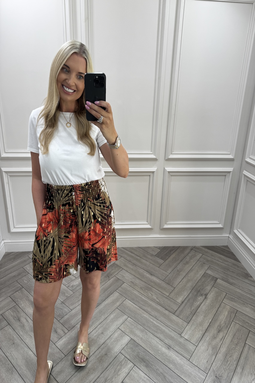 Penny Red & Tan Elasticated Shorts