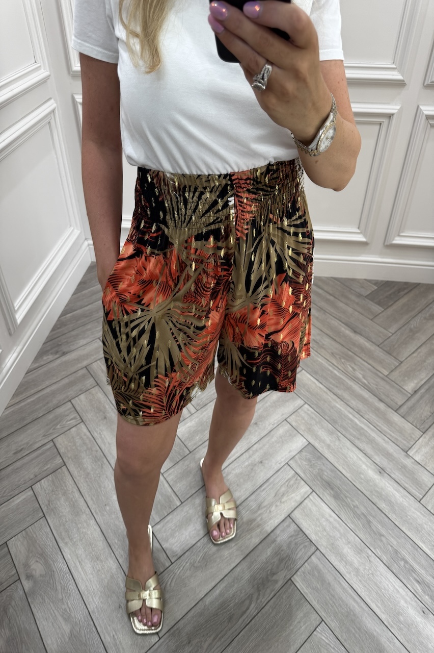 Penny Red & Tan Elasticated Shorts