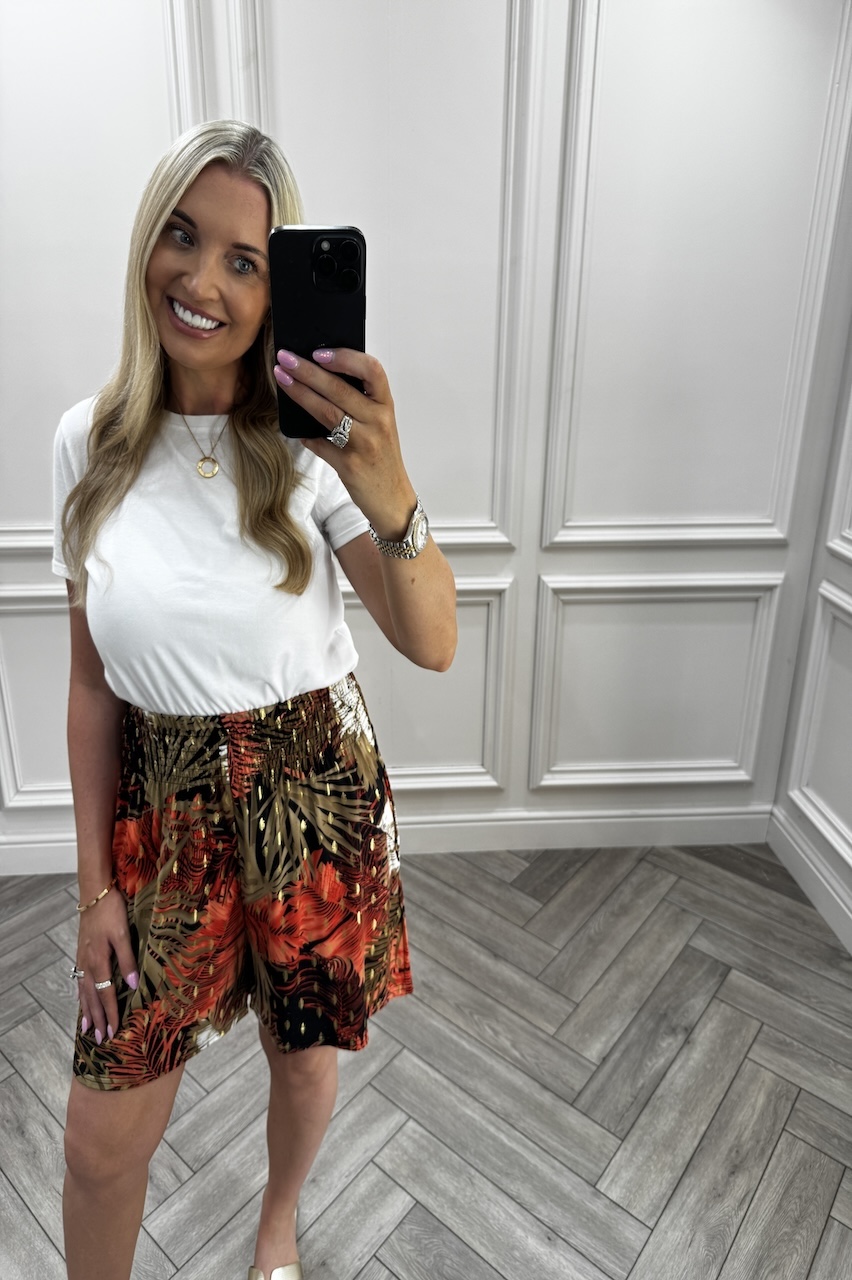 Penny Red & Tan Elasticated Shorts